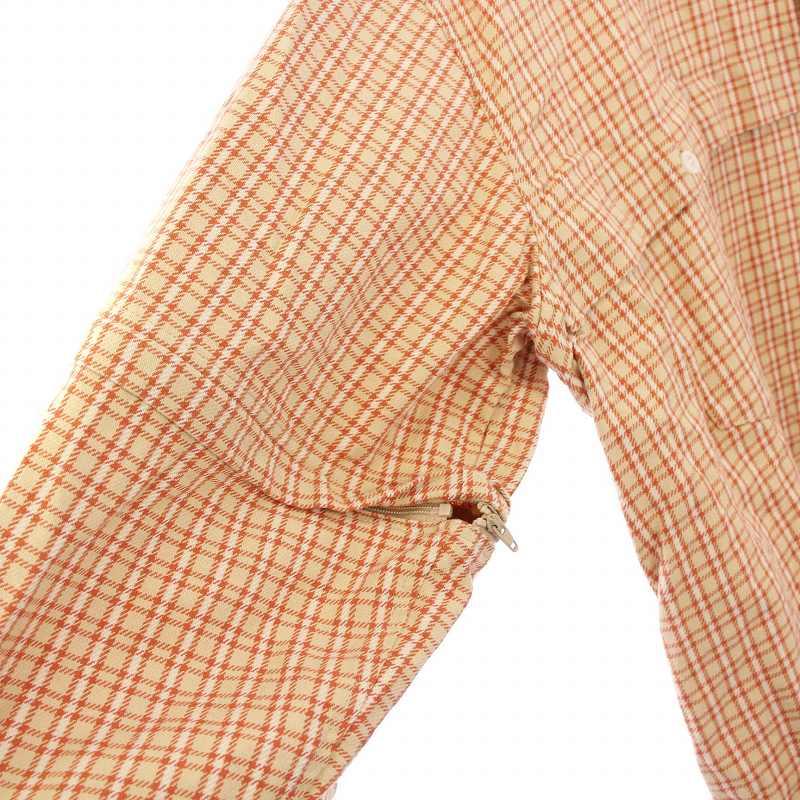 ケボズ Keboz CONVERTIBLE NEL SHIRT ORANGE CHECK コンバーチブル