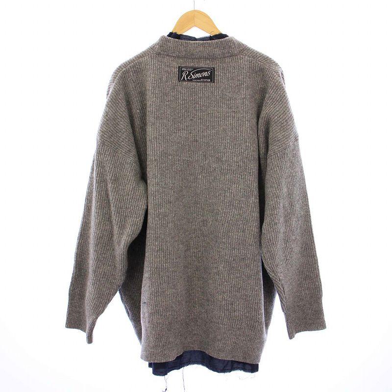 ラフシモンズ 21SS Big ribbed knit cardigan with fabric lining 