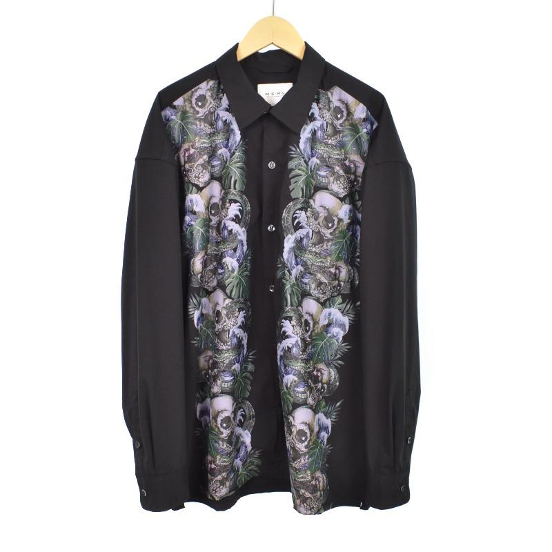 【中古】エムエスエムエル MSML SKULL SHORT SLEEVE SHIRT シャツ 長袖 総柄 L 黒 ブラック M11-02B1-SL01 メンズ エムエスエムエル MSML SKULL SHORT SLEEVE SHIRT シャツ 長袖 総柄 L