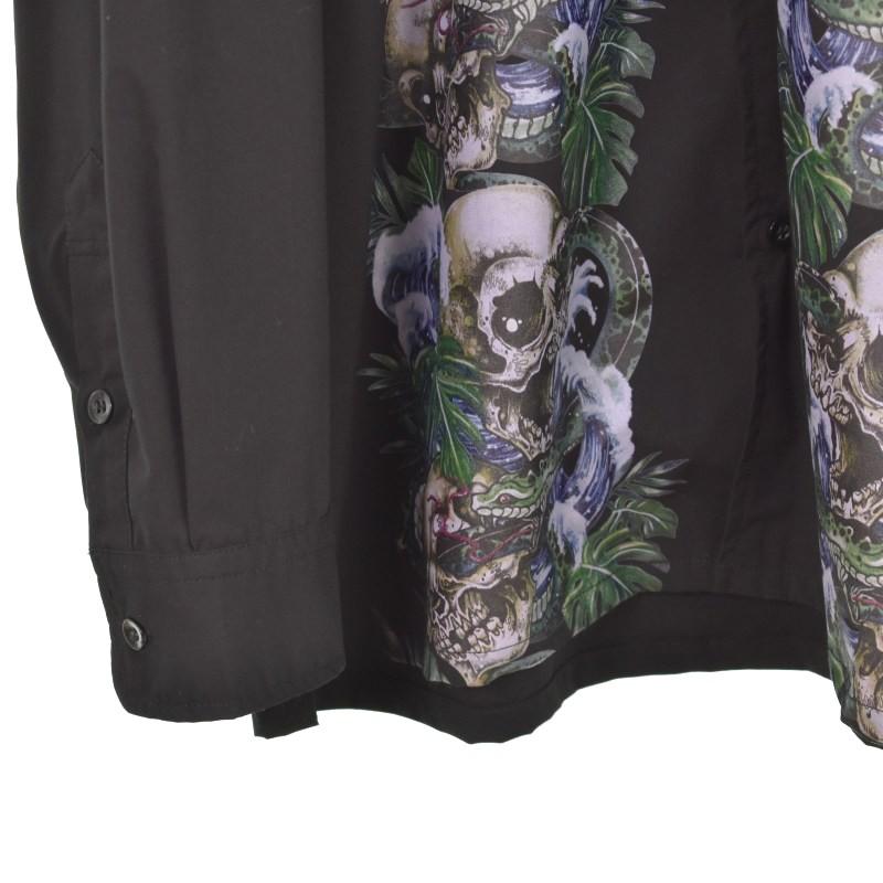 【中古】エムエスエムエル MSML SKULL SHORT SLEEVE SHIRT シャツ 長袖 総柄 L 黒 ブラック M11-02B1-SL01 メンズ エムエスエムエル MSML SKULL SHORT SLEEVE SHIRT シャツ 長袖 総柄 L