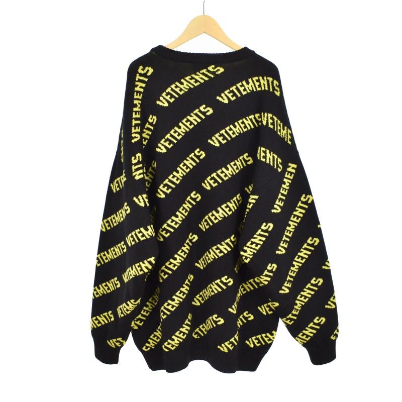 【中古】ヴェトモン VETEMENT 21AW Monogram Knit モノグラム ニット セーター ウール L 黒 ブラック UA52KN600B ヴェトモン VETEMENT 21AW Monogram Knit モノグラム ニット セーター