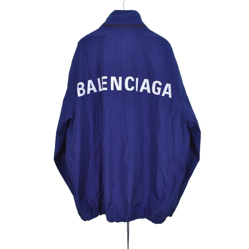 【中古】バレンシアガ BALENCIAGA 18年製 バックロゴ ナイロンジャケット ウインドブレーカー ブルゾン 46 青 533911 BALENCIAGA（バレンシアガ） BALENCIAGA 18年製 バックロゴ ナイロン
