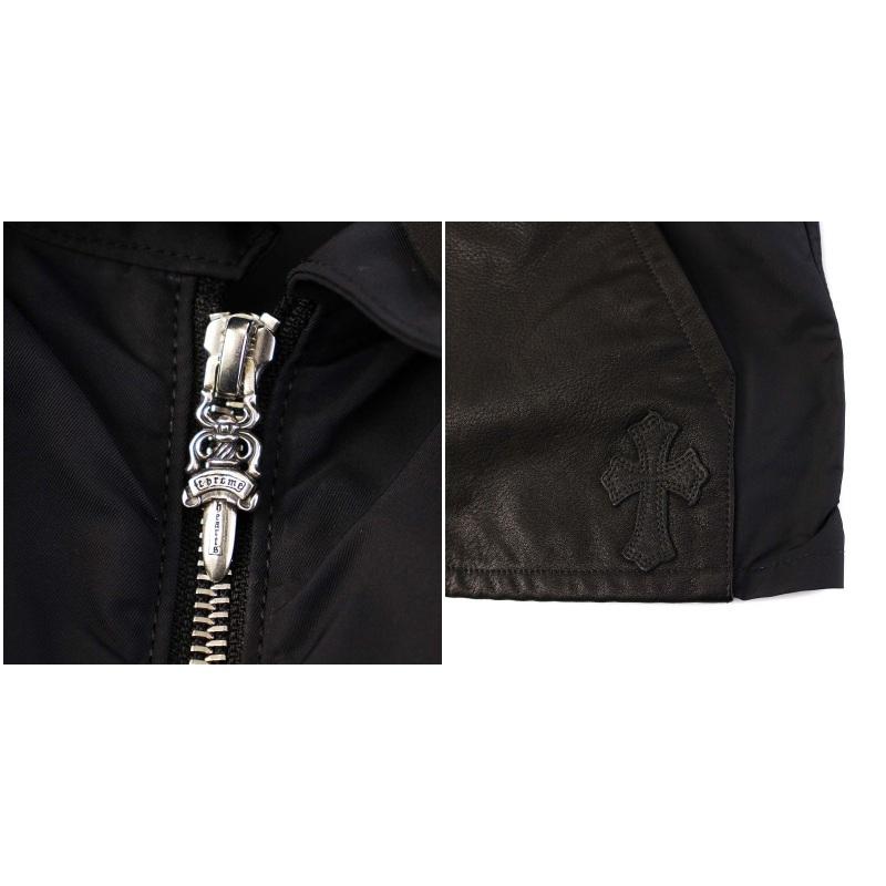 クロムハーツ レザー切替カシミヤ混ダガージップジャージブルゾン メンズS クロムハーツ Chrome Hearts TRACK JACKET/トラックジャケット レザー