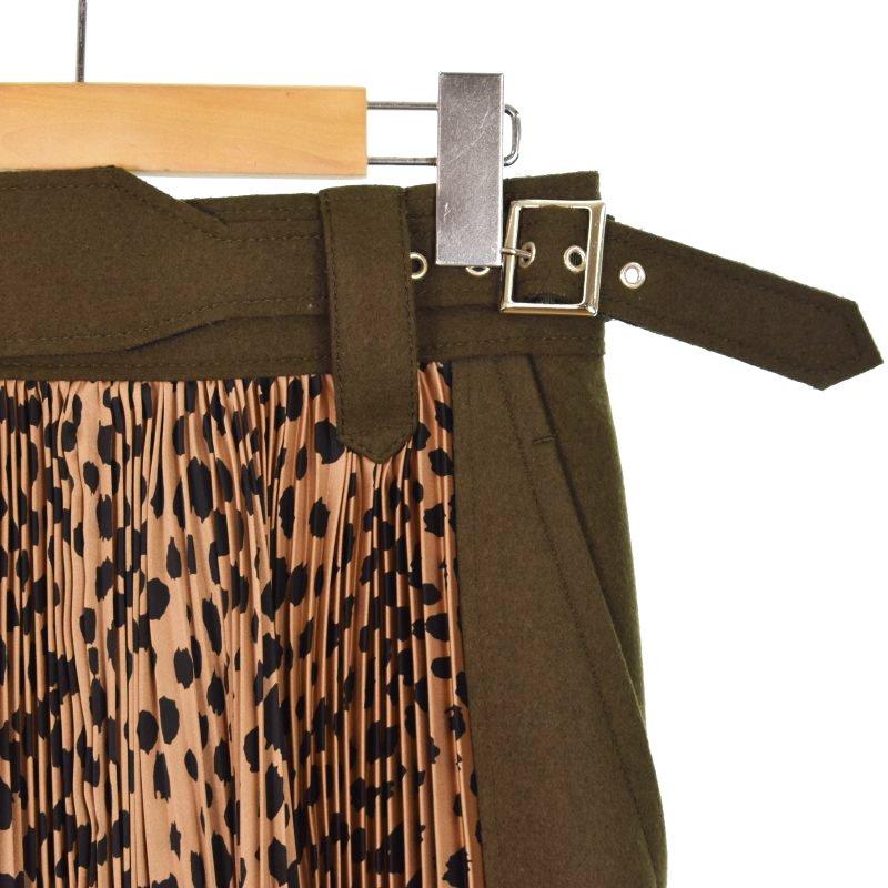サカイ sacai 20AW プリーツスカート ロング レオパード ヒョウ柄