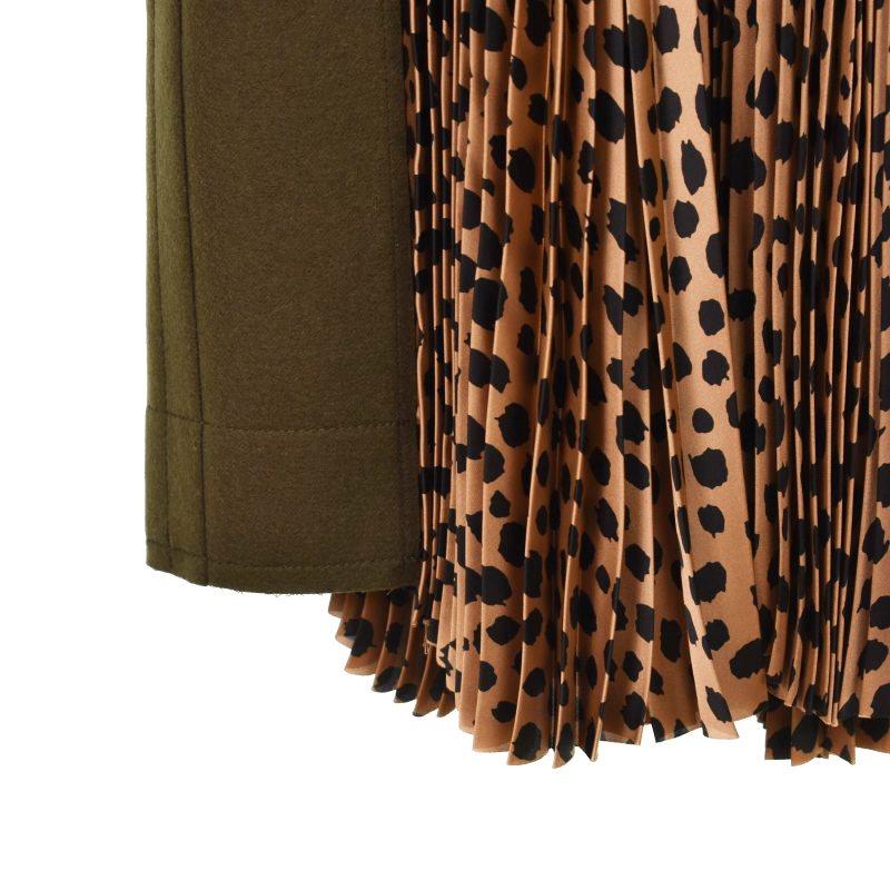 サカイ sacai 20AW プリーツスカート ロング レオパード ヒョウ柄