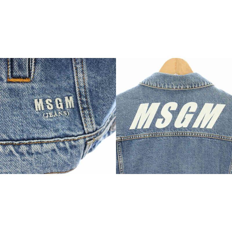 希少美品✨MSGM デニムジャケット ロゴボタン　刺繍　美シルエット　ブルー　M エムエスジーエム MSGM バックロゴデニムジャケット Back Logo Denim