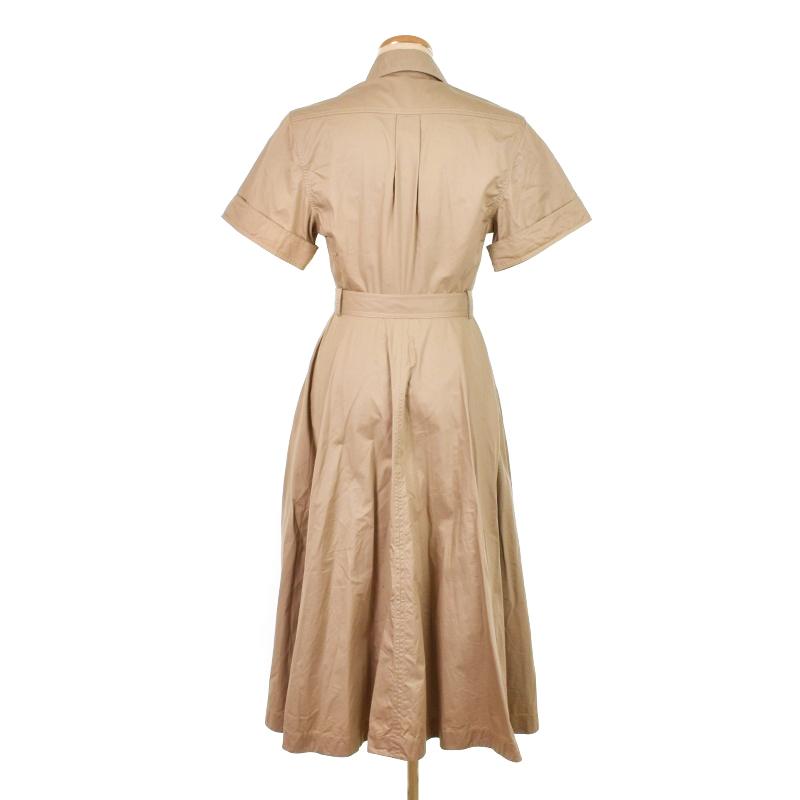 【中古】セリーヌ CELINE コットン トリオンフ ボタン シャツ ワンピース 半袖 フレア 36 ベージュ 2R32A2041 ☆AA★ CELINE（セリーヌ） コットン トリオンフ ボタン シャツ ワンピース