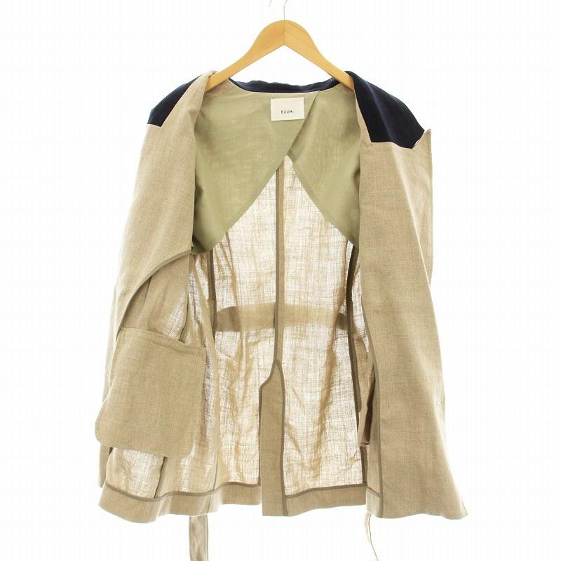 エズミ EZUMi リネンテーラードジャケット ダブル 麻 ベルト付き S