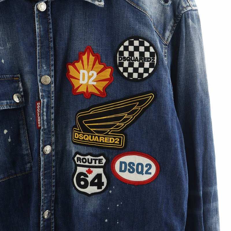 DSQUARED2（ディースクエアード） デニムシャツ 長袖 ワッペン ロゴ 