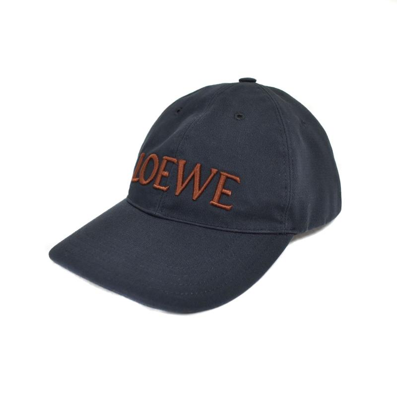 LOEWE 未使用品 ロエベ キャップ キャンバス ロゴ刺? 帽子 S 紺