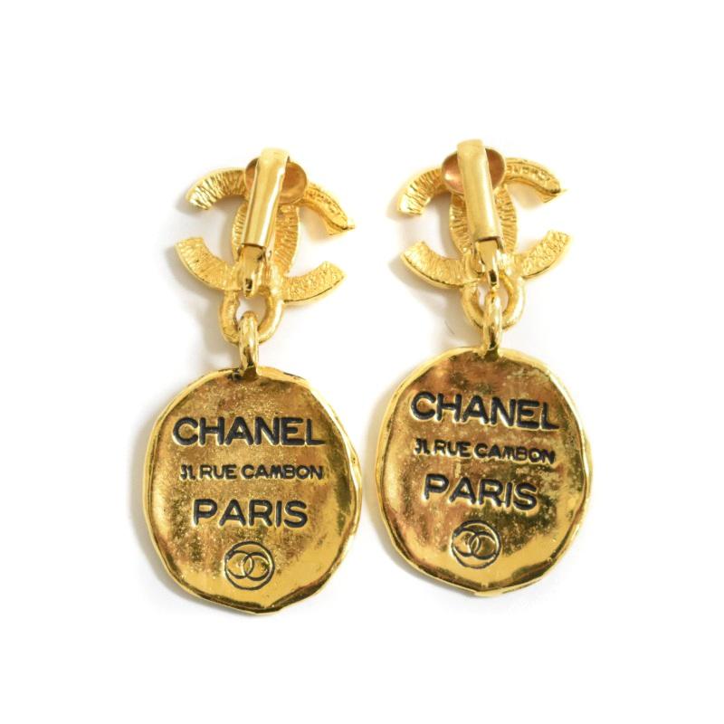 アンティーク】CHANEL/シャネル イヤリング カンボンプレート ゴールド