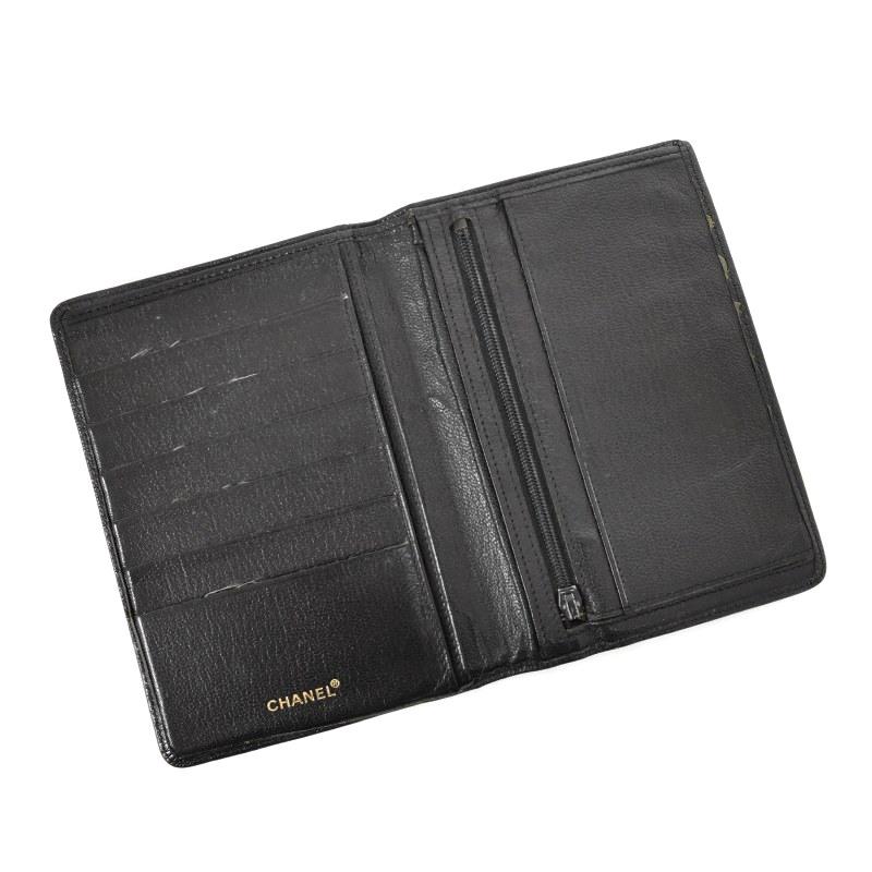 CHANEL シャネル 5番台 1998年製 二つ折り財布 ココマーク レザー 黒  