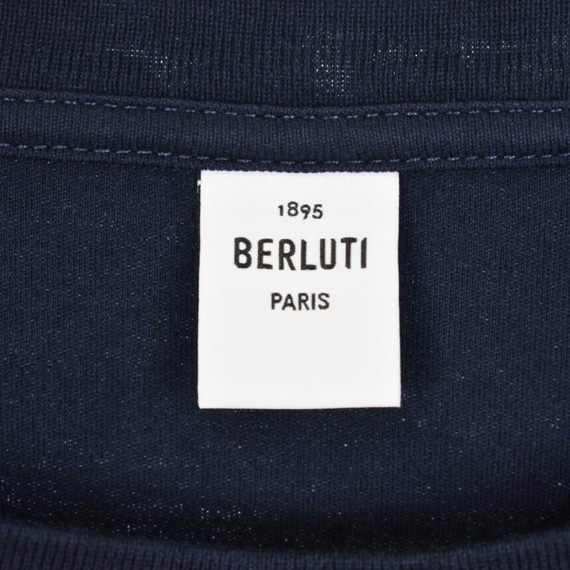 ベルルッティ Berluti Tシャツ 半袖 ロゴ刺繍 XL 紺 ネイビー メンズ  