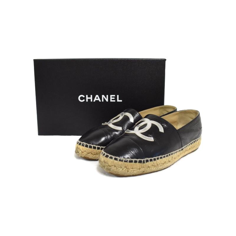 シャネル CHANEL エスパドリーユ 黒 37 スリッポン 【公式通販】