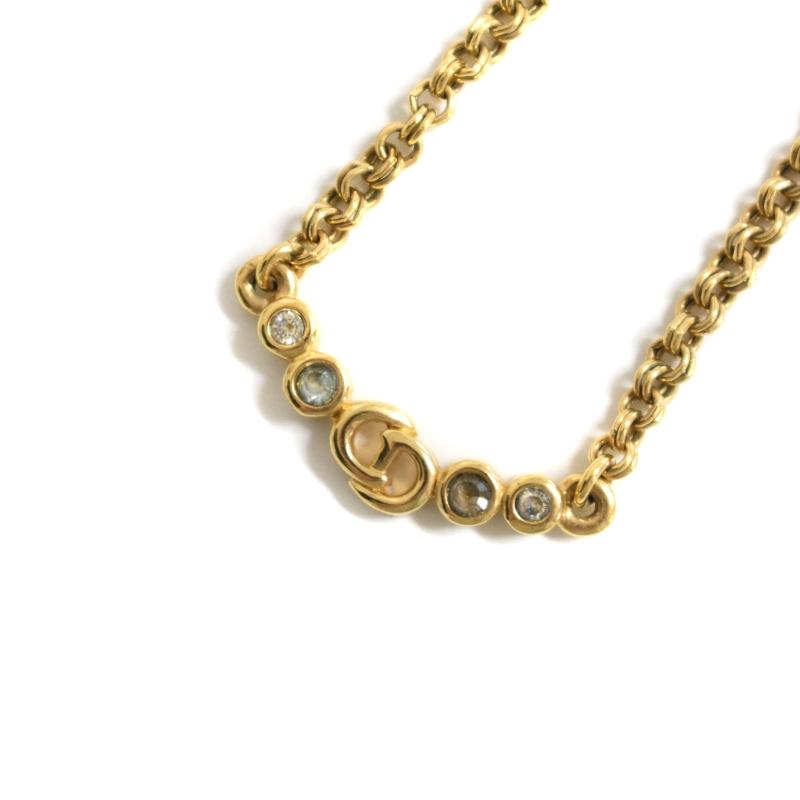 美品 Dior クリスチャンディオール ロゴ ストーン ゴールド ネックレス Christian Dior クリスチャンディオール ネックレス ロゴ ストーン