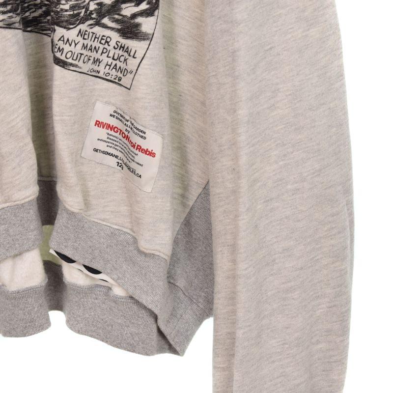 【中古】RRR123 RIVINGTON roi Rebis HOLY CLUB スウェット トレーナー プルオーバー プリント オーバーサイズ グレー リヴィントンロイレビス RRR123 RIVINGTON roi Rebis HOLY CLUB