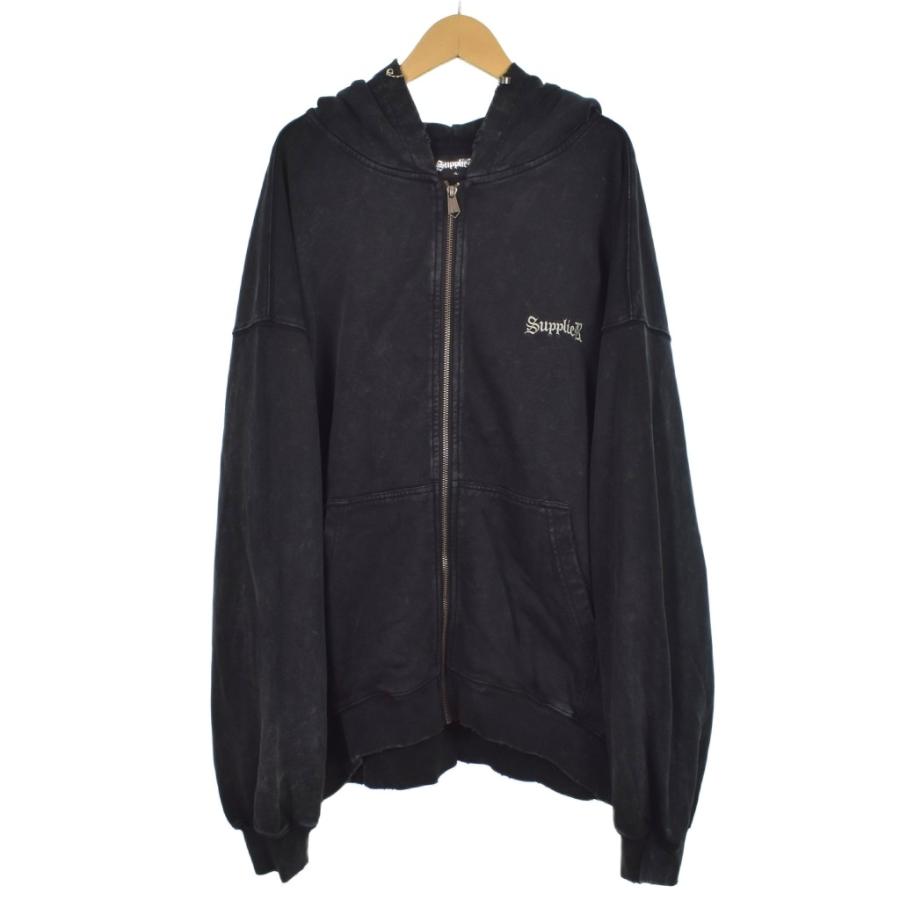 サプライヤー SUPPLIER ZIPパーカー ダメージ加工 XL 黒 ブラック ☆AA 
