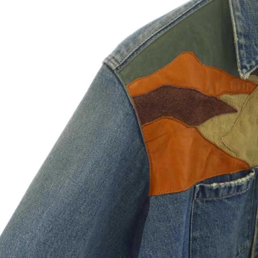 【中古】ダイリク 21SS パッチワーク デニムシャツ デニムジャケット Gジャン ジージャン レザー M 青 茶 S-2 ダイリク DAIRIKU 21SS パッチワーク デニムシャツ Patch Work Denim