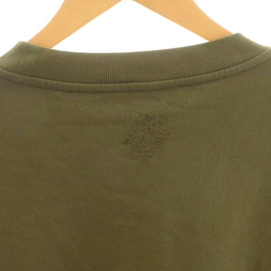 【中古】ルイヴィトン 24SS COTTON SIGNATURE SWEATSHIRT トレーナー スウェット クルーネック ロゴ 刺繍 L カーキ LOUIS VUITTON（ルイ・ヴィトン） 24SS COTTON SIGNATURE SWEATSHIRT