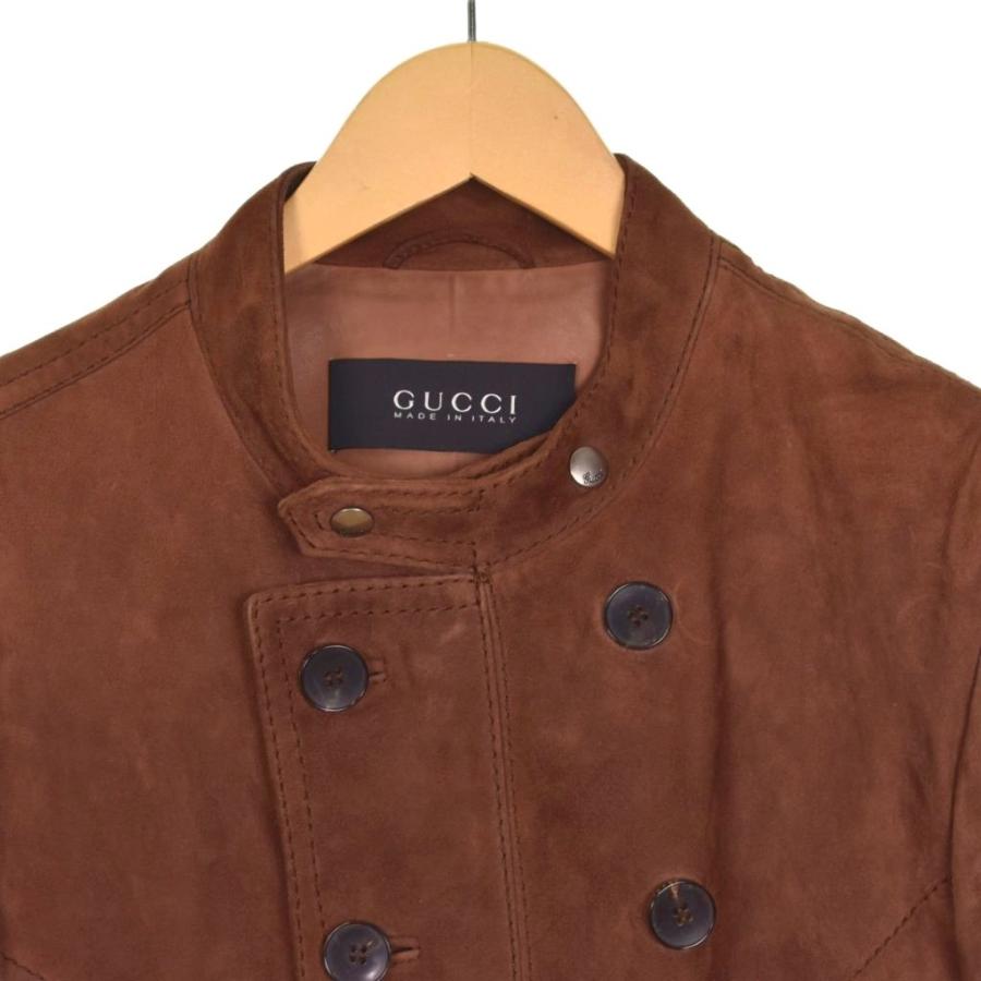 GUCCI ブラウンレザージャケット GUCCI（グッチ） レザージャケット ブルゾン 48 茶 ブラウン ☆AA