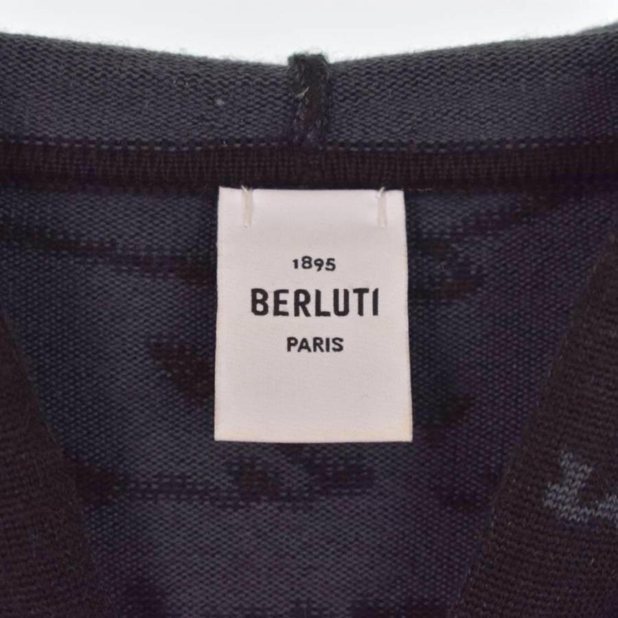 【中古】ベルルッティ Berluti カリグラフィ ニット パーカー フーディー ジップアップ L 黒 ブラック R20KHL97YWBE ベルルッティ Berluti カリグラフィ ニット パーカー フーディー