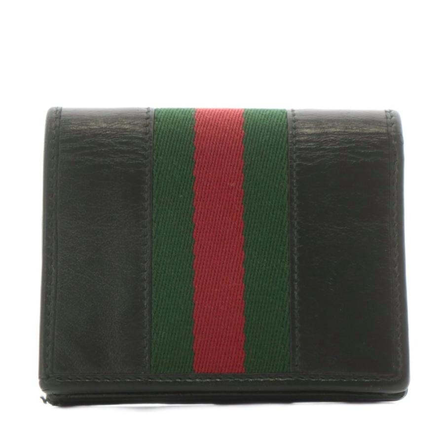 【中古】グッチ シェリーライン ラジャ チェーンウオレット 財布 二つ折り 小銭入れ タイガーモチーフ レザー 黒 GUCCI（グッチ） シェリーライン ラジャ チェーンウオレット 財布 二
