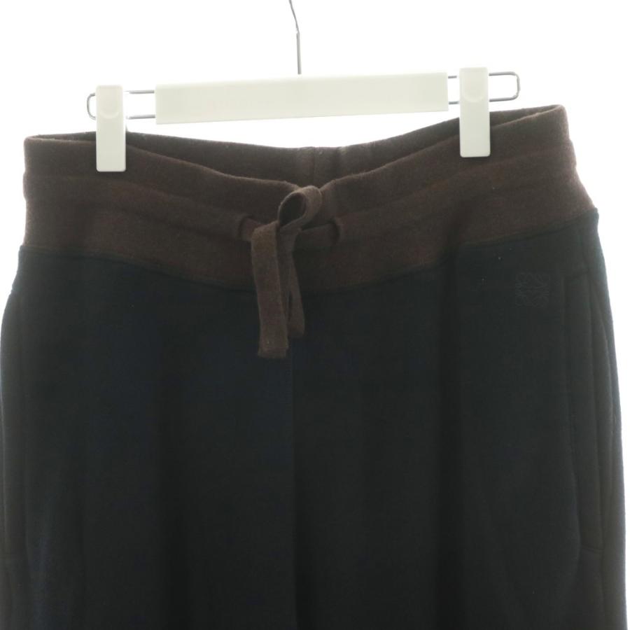 【中古】ロエベ アナグラム スウェットパンツ ジョガーパンツ コットン シルク混 カシミヤ混 M 黒 茶 LOEWE（ロエベ） アナグラム スウェットパンツ SWEATPANTS ジョガー