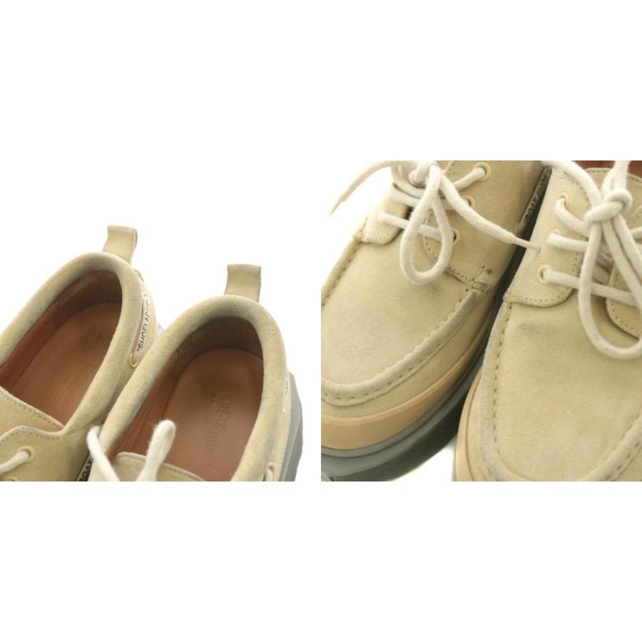 【中古】オフホワイト スポンジスエード ボートシューズ ローファー 厚底 レースアップ 41 ベージュ オフホワイト OFF WHITE スポンジスエード ボートシューズ ローファー