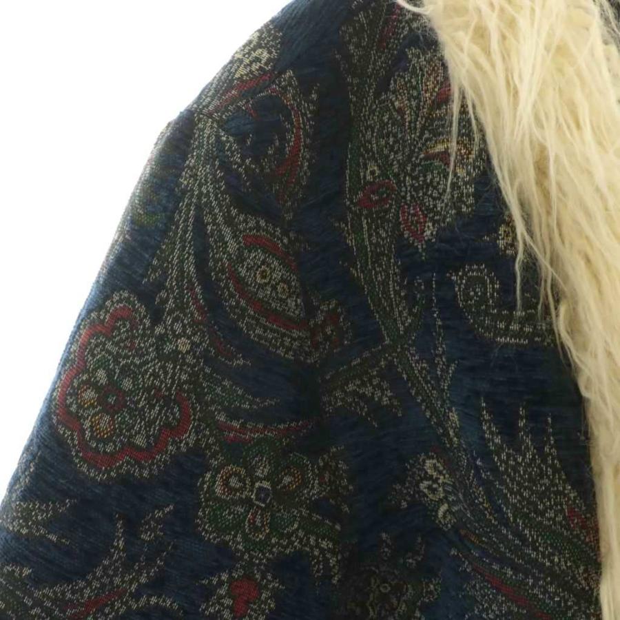 未使用品 ラムロフ Lamrof ジャケット ジャガード ファー 総柄 花柄