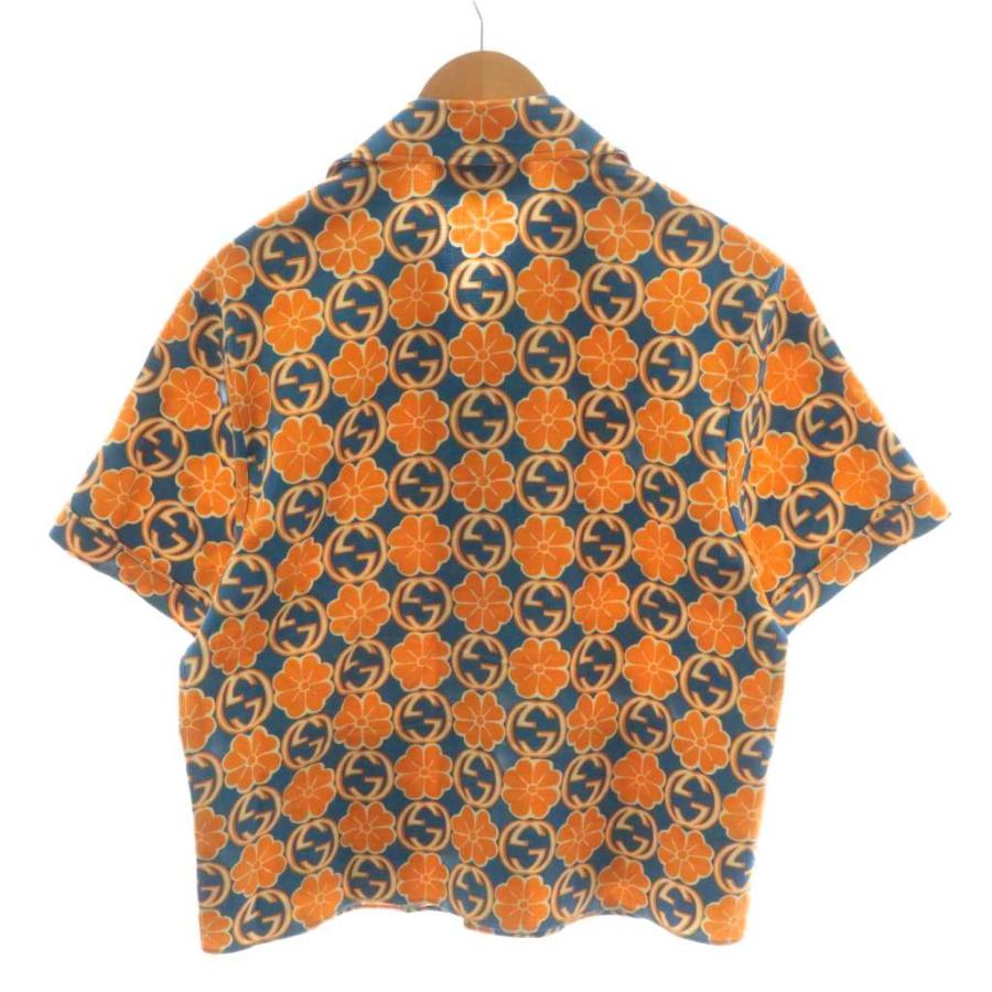 GUCCI（グッチ） アロハシャツ 半袖 総柄 花柄 コットン 46 オレンジ