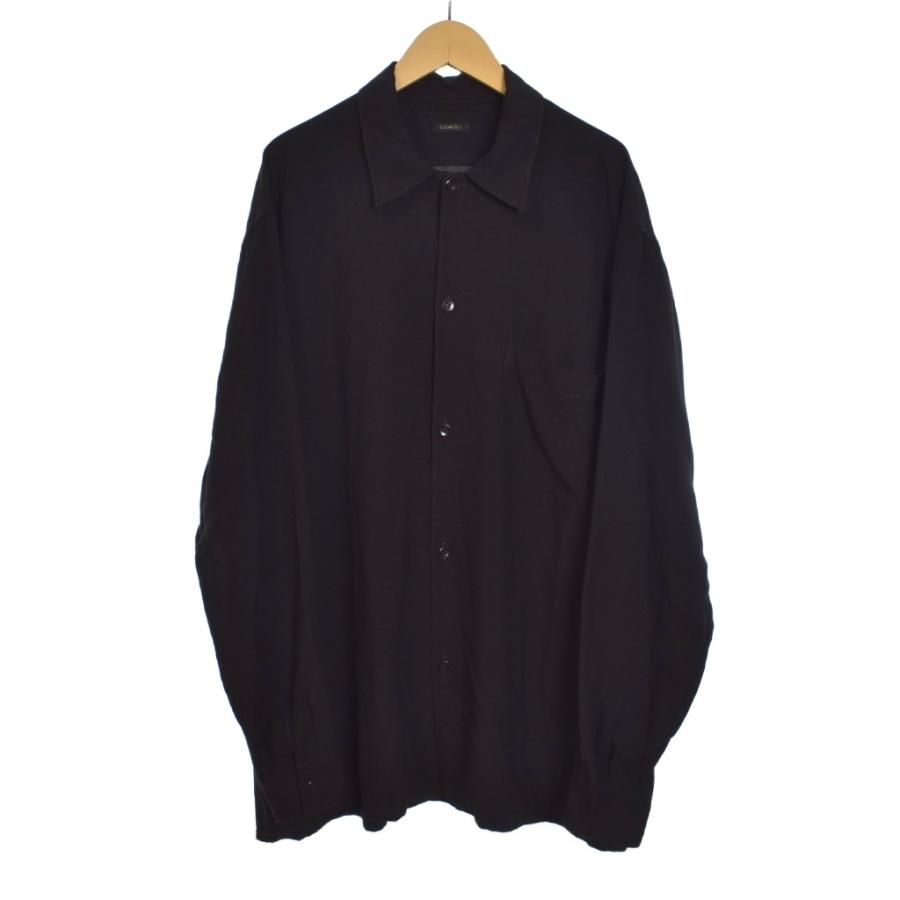 コモリ COMOLI 20SS レーヨン オープンカラーシャツ 長袖 1 黒