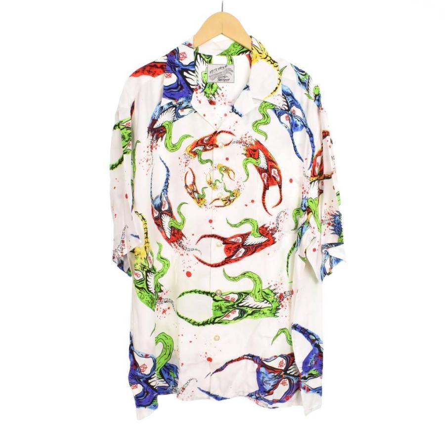 【中古】ワコマリア WACKO MARIA ネックフェイス ハワイアンシャツ オープンカラー 半袖 XL 白 ホワイト ☆AA★ WACKO MARIA（ワコマリア） WACKO MARIA NECKFACE HAWAIIAN SHIRT