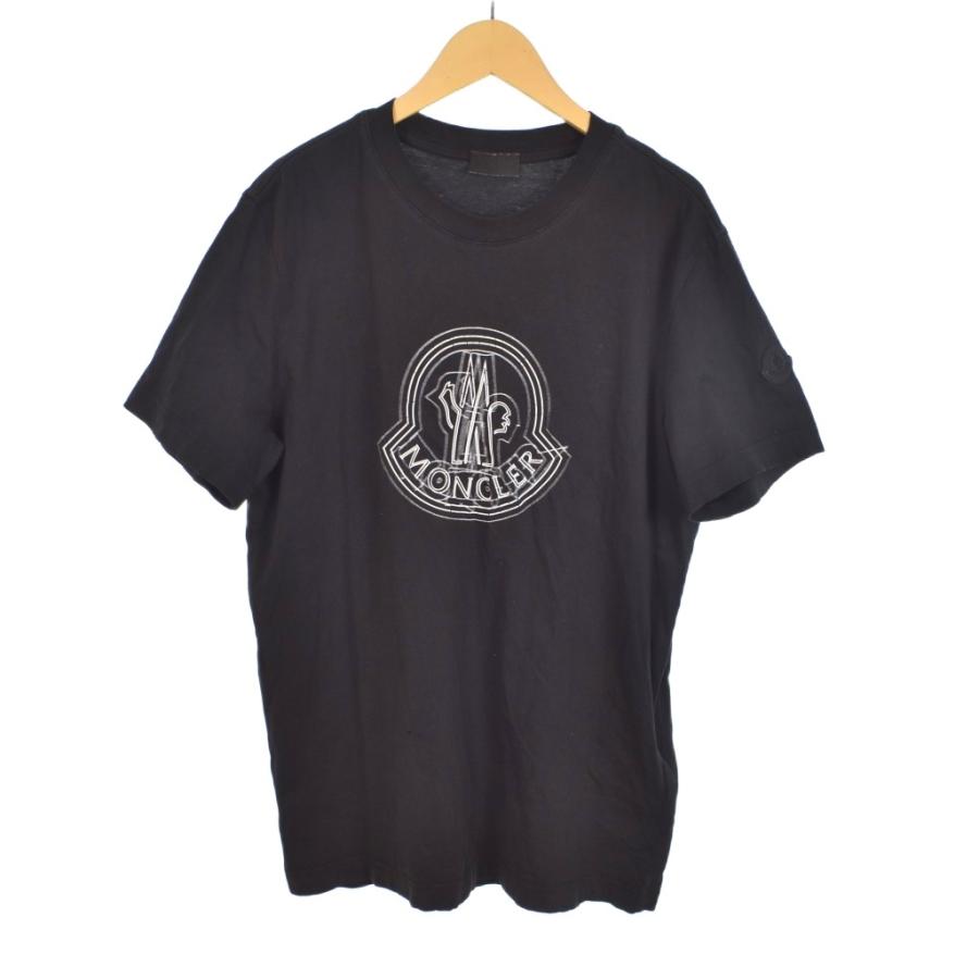 【中古】モンクレール MONCLER 23SS Tシャツ 半袖カットソー プリント ロゴ 穴あり S 黒 J10918C00028 89A17 メンズ MONCLER（モンクレール） MONCLER 23SS Tシャツ 半袖カットソー