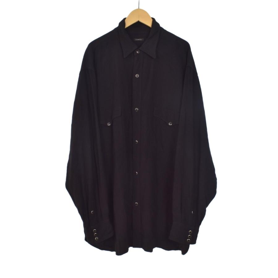コモリ COMOLI 25SS レーヨン ウエスタンシャツ 長袖 3 黒 ブラック