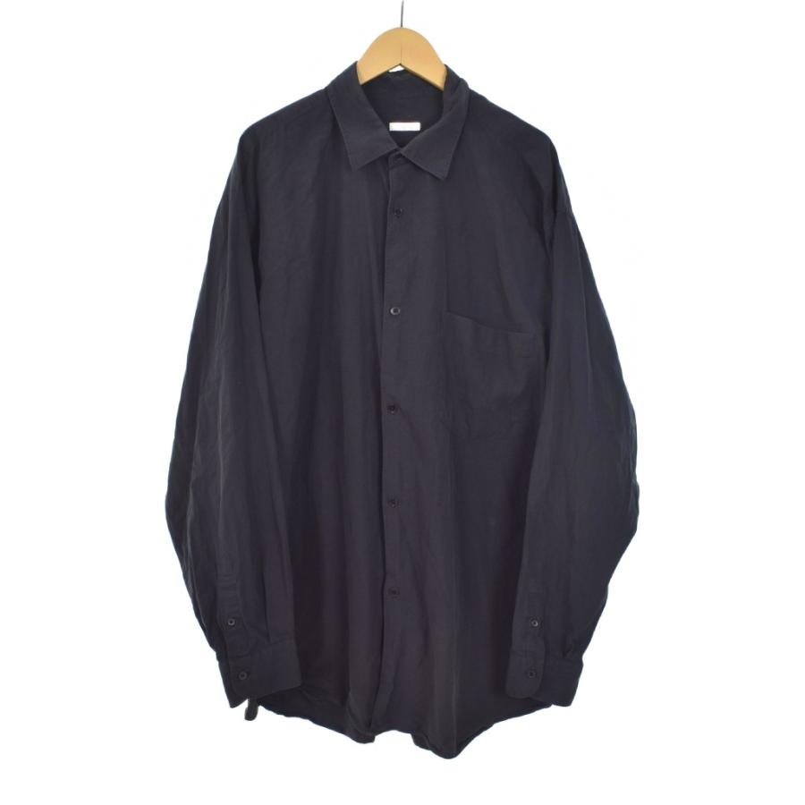 【中古】コモリ COMOLI 25SS コモリシャツ 長袖 コットン 5 黒 ブラック グレー Z01-02001 メンズ コモリ COMOLI 25SS コモリシャツ 長袖 コットン 5 黒 ブラック グレー