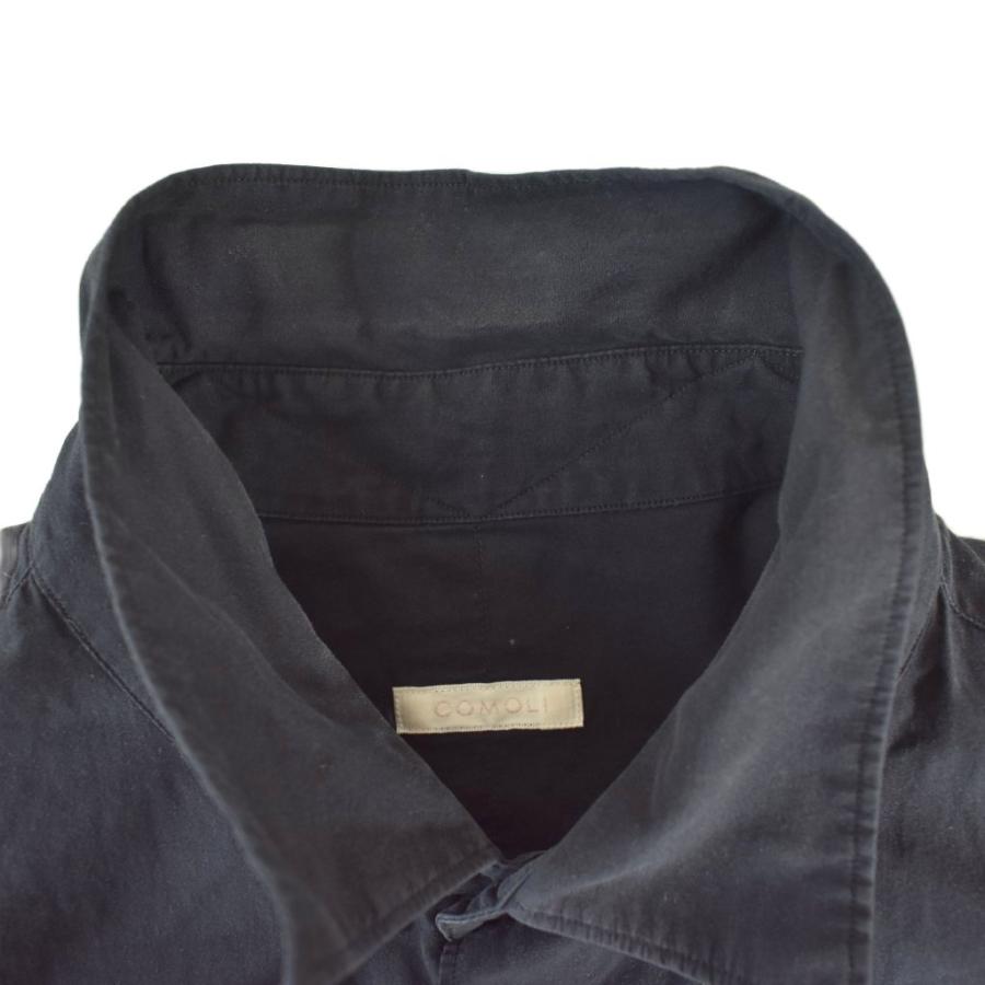 【中古】コモリ COMOLI 25SS コモリシャツ 長袖 コットン 5 黒 ブラック グレー Z01-02001 メンズ コモリ COMOLI 25SS コモリシャツ 長袖 コットン 5 黒 ブラック グレー