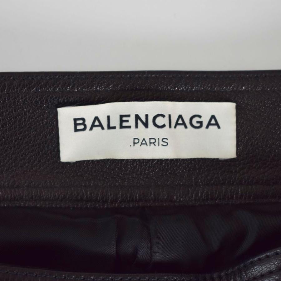 BALENCIAGA（バレンシアガ） レザーバイカーパンツ ゴートレザー 48 黒