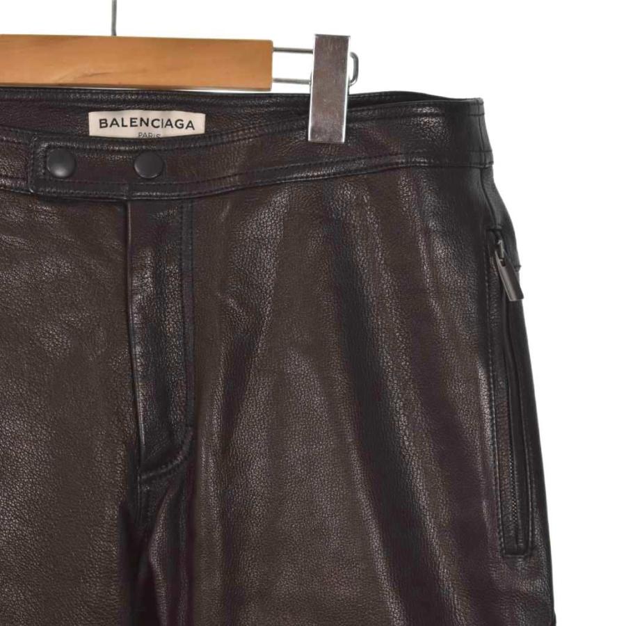BALENCIAGA（バレンシアガ） レザーバイカーパンツ ゴートレザー 48 黒