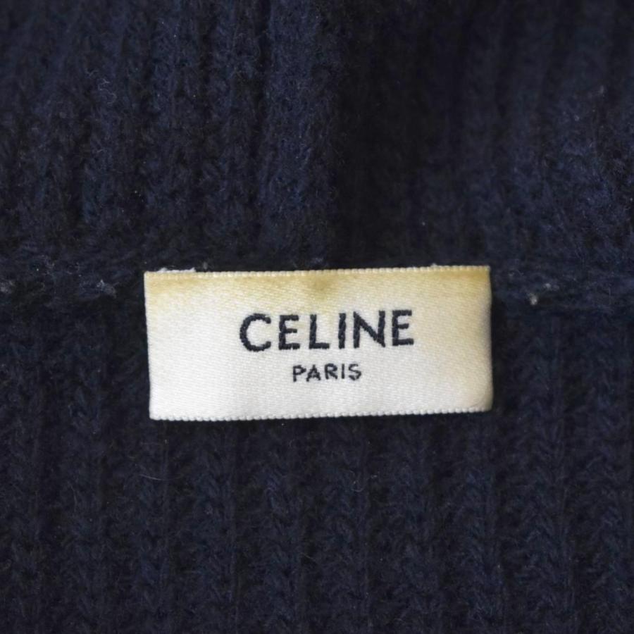 セリーヌ CELINE 22AW エンブロイダリー スパンコール グラデーションロゴ ニット プルオーバー パーカー XL 黒 ブラック 2A10X66Qの画像