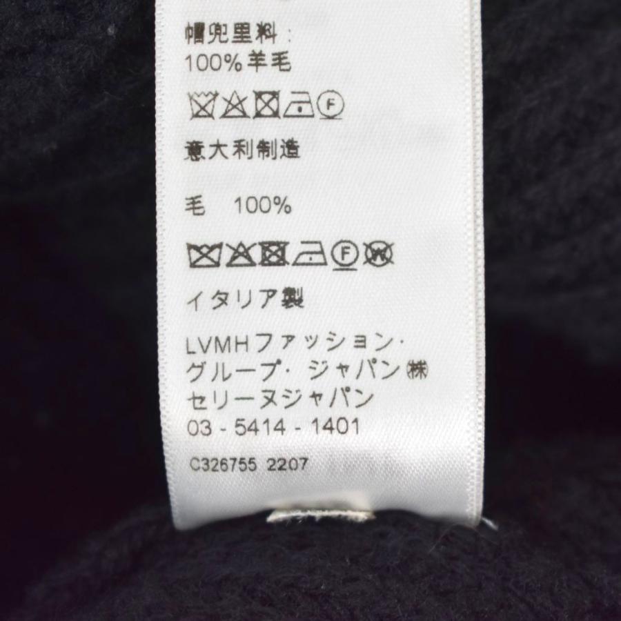 セリーヌ CELINE 22AW エンブロイダリー スパンコール グラデーションロゴ ニット プルオーバー パーカー XL 黒 ブラック 2A10X66Qの画像