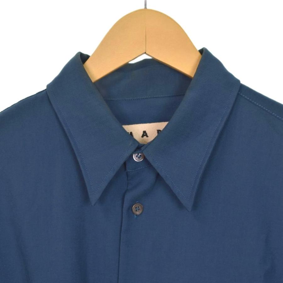 【美品】 MARNI マルニ トロピカルウール長袖シャツ ネイビー 48 ディープブルー トロピカルウール製 長袖シャツ | Marni