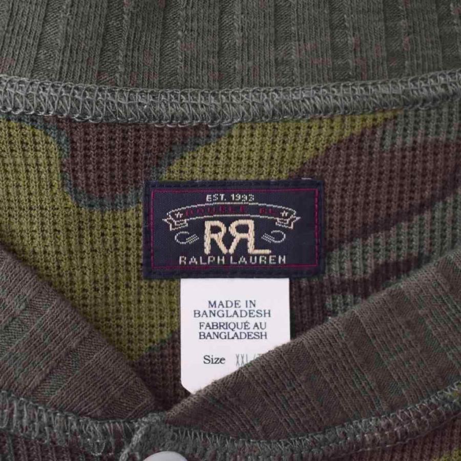 RRL サーマルTシャツ ヘンリーネックカットソー カモ柄 迷彩柄 長袖
