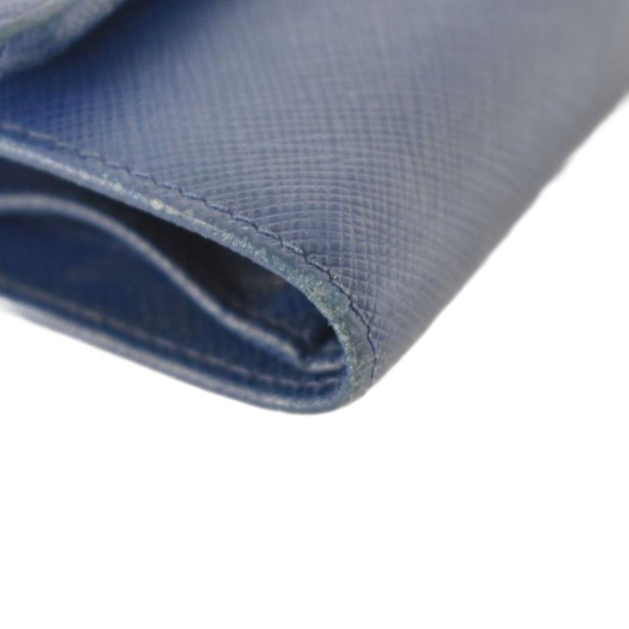 PRADA（プラダ） 三つ折り財布 サフィアーノ レザー 青 ブルー メンズ