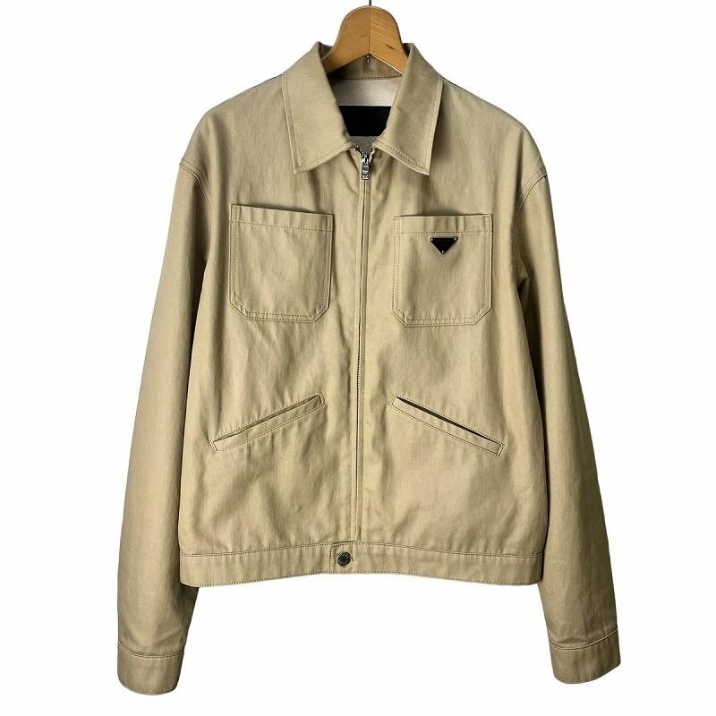 プラダ　ジャンパー　ブルゾン　アウター　フード　ベージュ　イタリー製　ベージュ PRADA（プラダ） PRADA 23年製 ニュートラル デニム ブルゾン