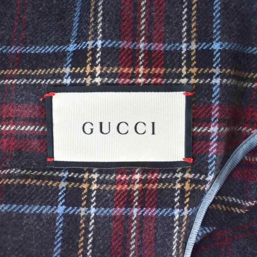 GUCCI（グッチ） カシミヤ チェスターコート ロング チェック ワッペン
