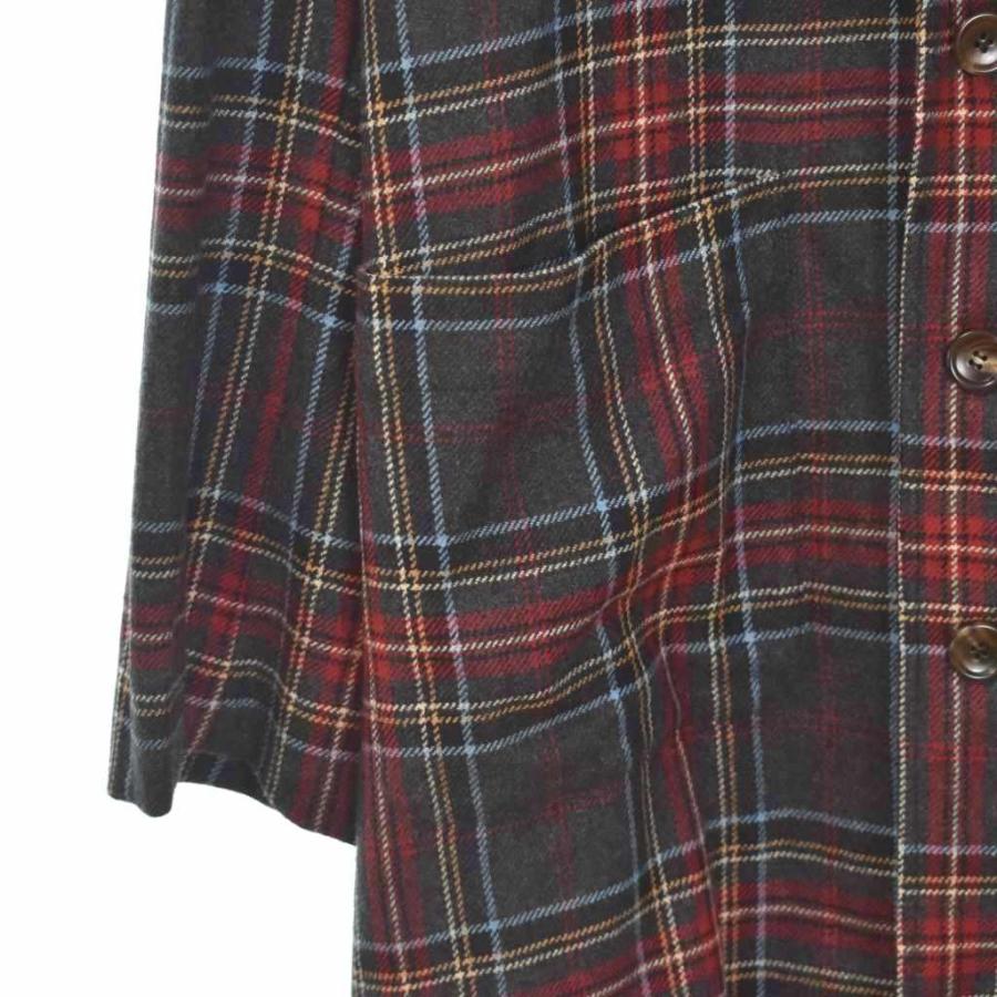 美品 グッチ GUCCI コート チェスターコート ロングコート チェック柄 ウール アウター メンズ 50(L相当) マルチカラー GUCCI（グッチ） カシミヤ チェスターコート ロング チェック ワッペン