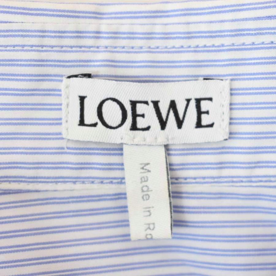 LOEWE（ロエベ） アナグラム ストライプ 切替 シャツ 長袖 38 水色