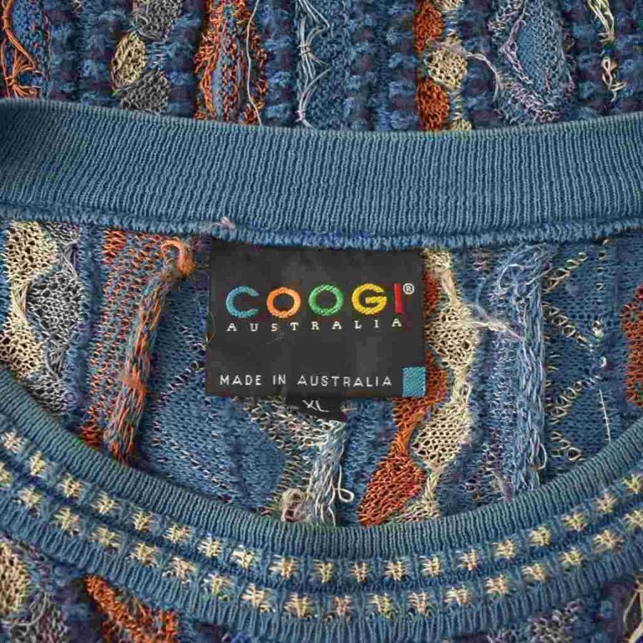COOGI クージー 3Dニット セーター 総柄 厚手 XL マルチカラー 青