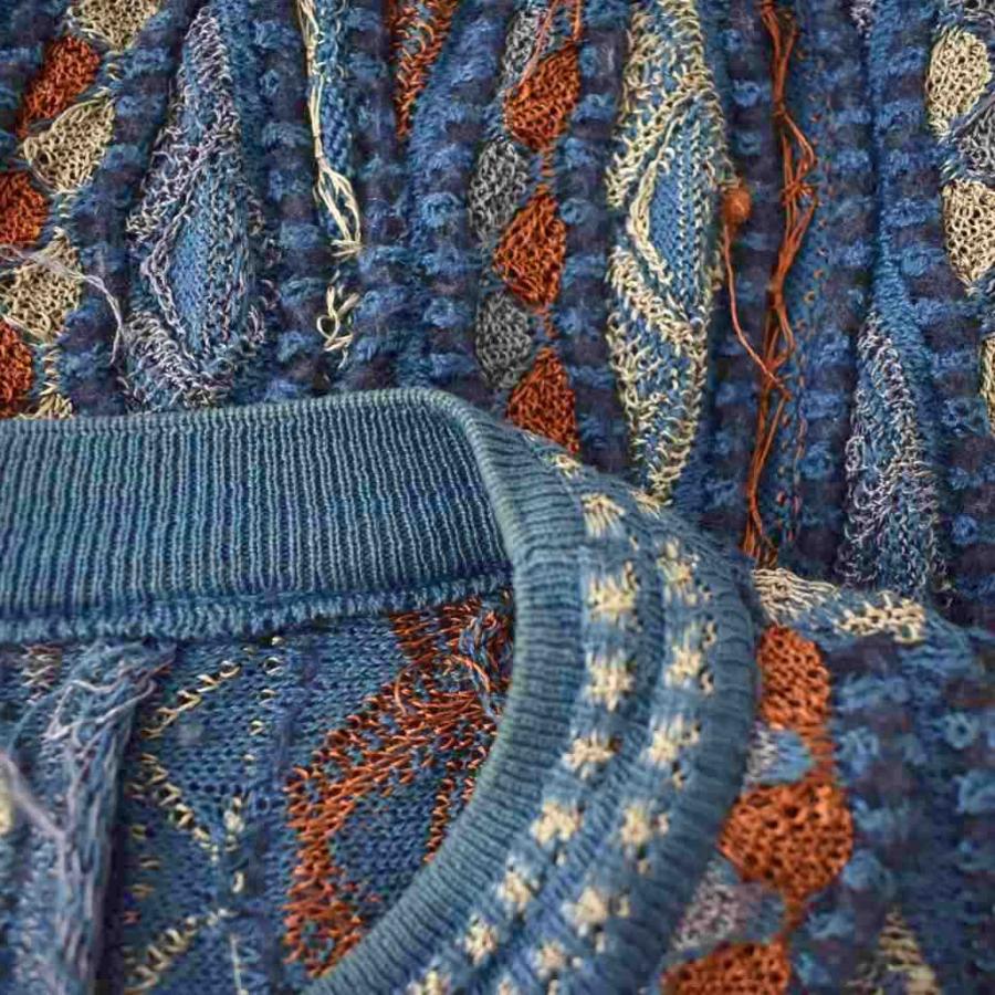 COOGI クージー 3Dニット セーター 総柄 厚手 XL マルチカラー 青