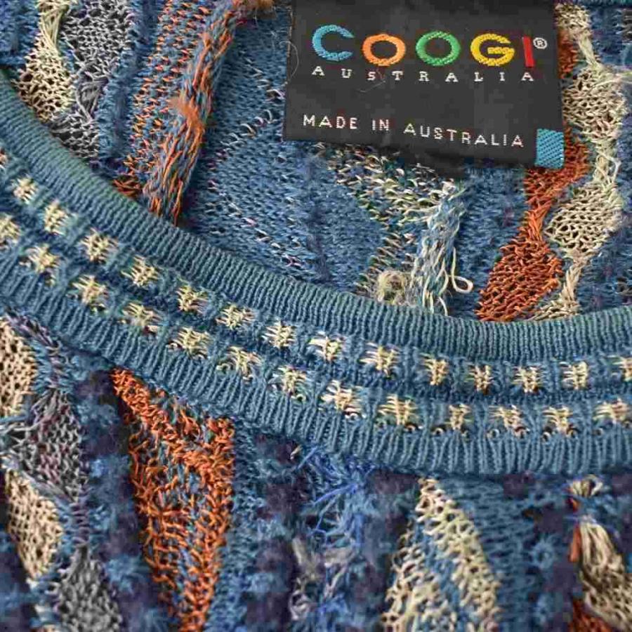 COOGI クージー 3Dニット セーター 総柄 厚手 XL マルチカラー 青